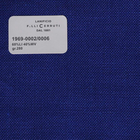 1969-0002/0005 Cerruti Lanificio - Vải Suit 100% Wool - Xanh Dương Trơn